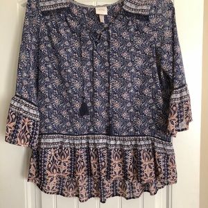 Blue and pink blouse